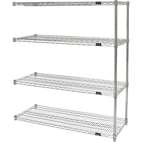 Heavy-Duty Chromate Wire Shelving, Add-On Kit, 4 Tiers, 36" W x 54" H x 24" D D. Morneault & Fils