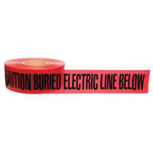 Ruban d'avertissement de danger souterrain Buried Electric Line Identoline, 3" la x 1000' lo, Noir/rouge D. Morneault & Fils