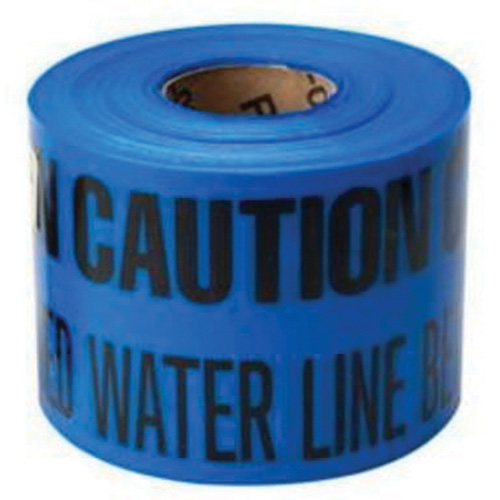 Ruban d'avertissement de danger souterrain Buried Water Line Identoline, 6" la x 1000' lo, Noir sur bleu D. Morneault & Fils