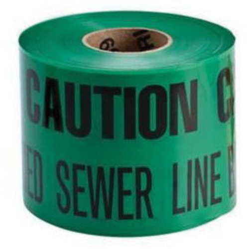 "Buried Sewer Line" Identoline&reg; Underground Warning Tape, 6" W x 1000' L, Black on Green D. Morneault & Fils