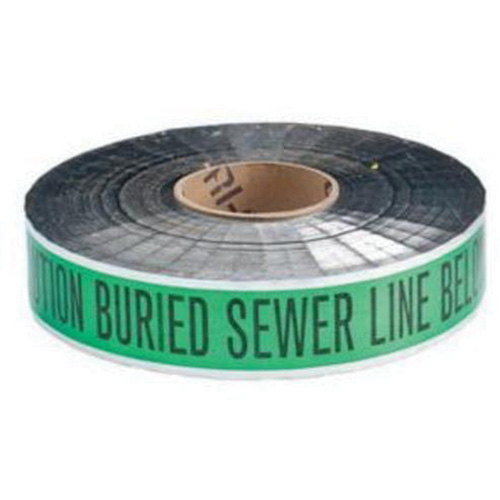 "Sewer Line" Identoline&reg; Underground Warning Tape, 2" W x 1000' L, Black on Green D. Morneault & Fils