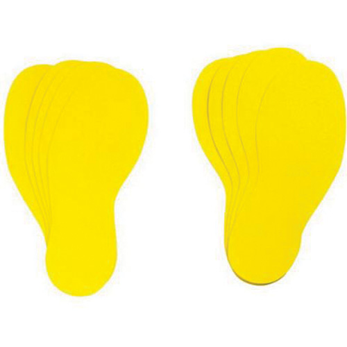 Floor Marking Labels, Footprint, 12" L x 3.75" W, Yellow, Vinyl D. Morneault & Fils
