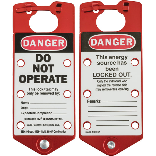 Labeled Lockout Hasp, Red D. Morneault & Fils