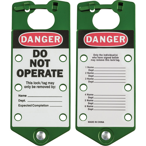 Labeled Lockout Hasps, Green D. Morneault & Fils