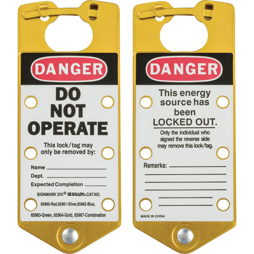 Labeled Lockout Hasps, Yellow D. Morneault & Fils