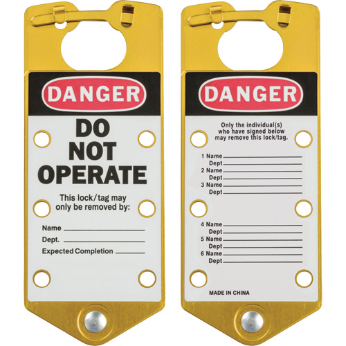 Labeled Lockout Hasps, Yellow D. Morneault & Fils