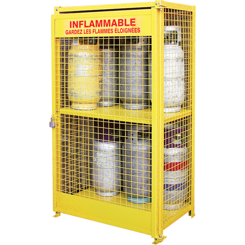 Gas Cylinder Cabinets, 12 Cylinder Capacity, 44" W x 30" D x 74" H, Yellow D. Morneault & Fils