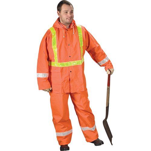 Tornado Traffic Rain Suit, PVC, Small, High Visibility Orange D. Morneault & Fils