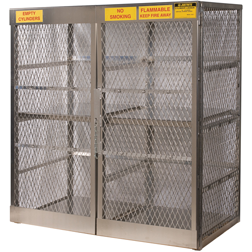 Aluminum LPG Cylinder Locker Storage, 16 Cylinder Capacity, 60" W x 32" D x 65" H, Silver D. Morneault & Fils