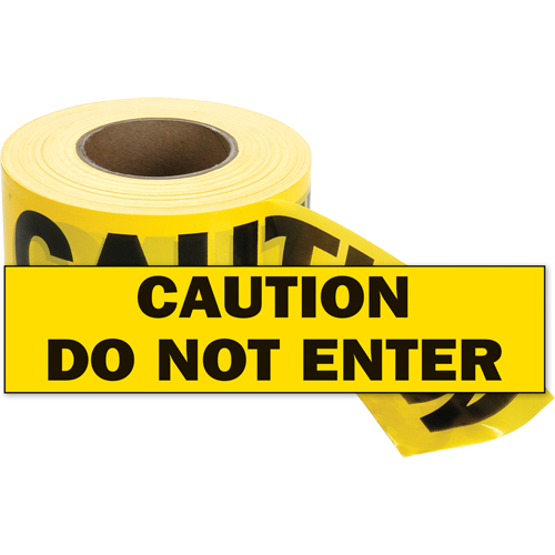 Barricade Tape, English, 3" W x 1000' L, 2 mils, Black on Yellow D. Morneault & Fils