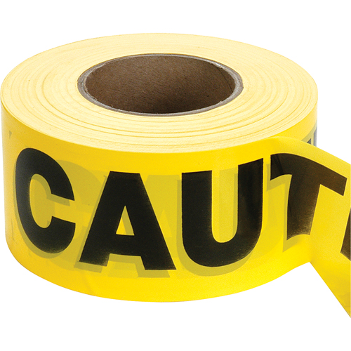 Barricade Tape, English, 3" W x 1000' L, 2 mils, Black on Yellow D. Morneault & Fils