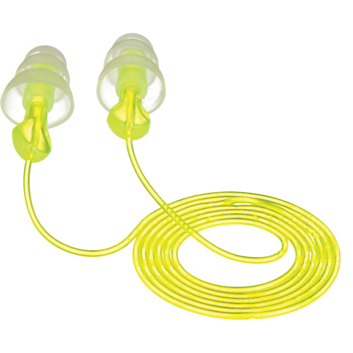 E-A-R Tri-Flange Reusable Earplugs, Corded, Bulk - Polybag, 26 dB NRR, One-Size D. Morneault & Fils