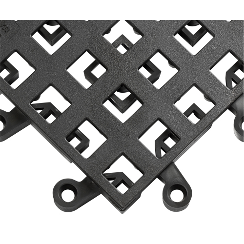 ErgoDeck&reg; Mat No. 560, PVC, 1-1/2' W x 1-1/2' L, 7/8" Thick, Black D. Morneault & Fils