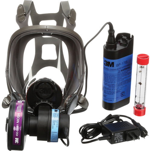 Appareils de protection respiratoire (APR) &agrave; &eacute;puration d'air motoris&eacute; port&eacute;s sur le visage Powerflow, Respirateur &agrave; masque, Pile NiCd D. Morneault & Fils