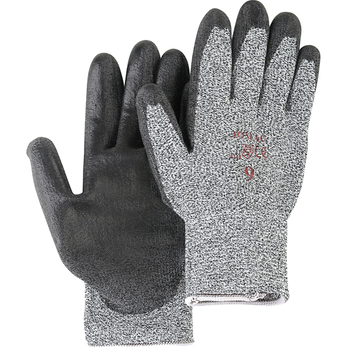 Salt & Pepper Knit Gloves With Black Palm Coating, Size Small/7, Polyurethane Coated, HPPE Shell, ANSI/ISEA 105 Level 2 D. Morneault & Fils