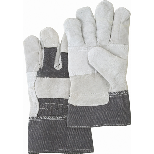 Gants d'ajusteur &agrave; paume renforc&eacute;e d'usage standard, Grand, Paume en Cuir de vache refendu, Doublure en Coton D. Morneault & Fils