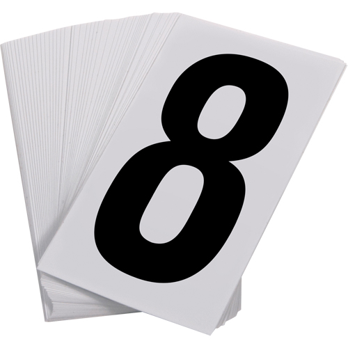 Num&eacute;ros autocollants, 8, 3-1/2" h, Noir sur blanc D. Morneault & Fils