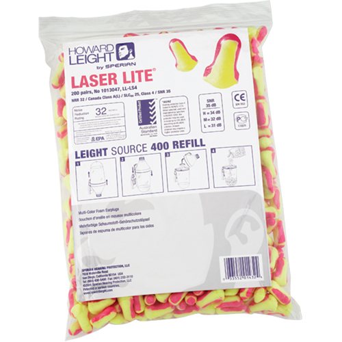 Howard Leight Laser Lite&reg; Single-Use Earplugs, Bulk - Polybag D. Morneault & Fils