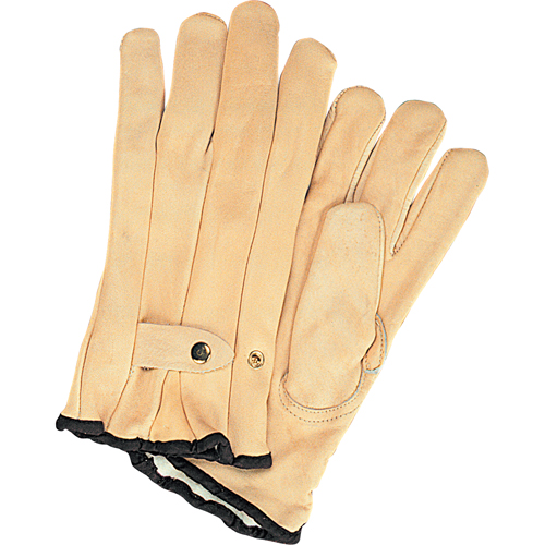 Winter-Lined Ropers Gloves, Large, Grain Cowhide Palm, Fleece Inner Lining D. Morneault & Fils