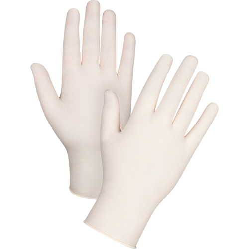 Gants d'examen de premi&egrave;re qualit&eacute; pour peau sensible, T-Grand, Latex, 4 mils, Poudr&eacute;s, Naturel D. Morneault & Fils