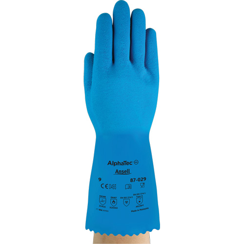 Gants AlphaTec 87-029, Taille Petit/7, 12" lo, Latex de caoutchouc, Doublure en Nylon, 50 mils D. Morneault & Fils