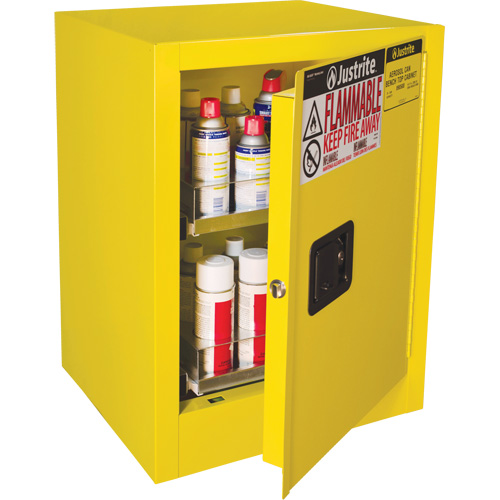 Armoire de s&eacute;curit&eacute; d'&eacute;tabli pour produits inflammables EX Sure-Grip, 24 gal., 1 Porte(s), 21" La x 27" h x 18" p D. Morneault & Fils
