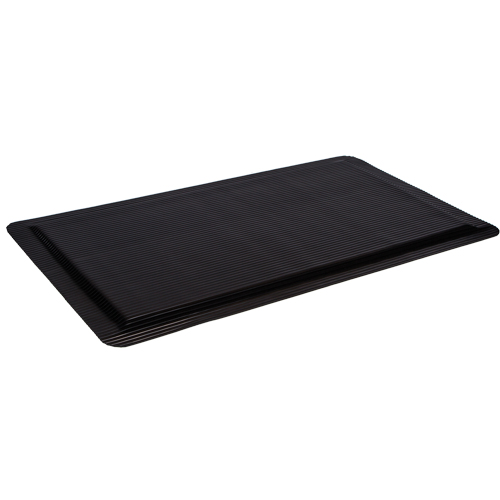 Ergo-Ease Mats, Ribbed, 2' x 10' x 7/8", Black, Rubber/Sponge D. Morneault & Fils