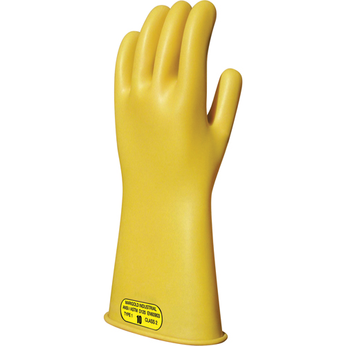 Yellow Natural Rubber Insulating Gloves, ASTM Class 2, Size 8, 16" L D. Morneault & Fils