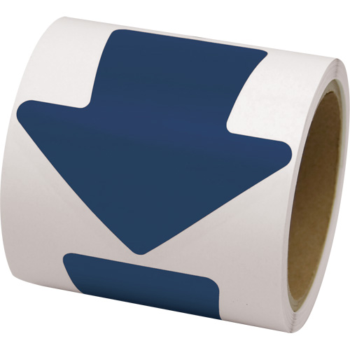 D&eacute;calcomanie en couleur pour le marquage des planchers, Fl&egrave;che, 4" lo x 4" la, Bleu, Vinyle D. Morneault & Fils