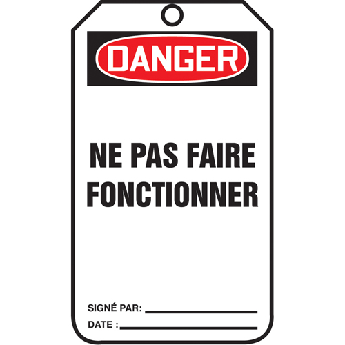 &eacute;tiquettes de verrouillage, Papier cartonn&eacute;, 3-1/8" la x 5-7/8" h, Français D. Morneault & Fils