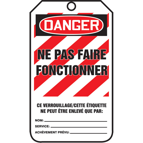&eacute;tiquettes de verrouillage, Papier cartonn&eacute;, 3-1/8" la x 5-7/8" h, Français D. Morneault & Fils