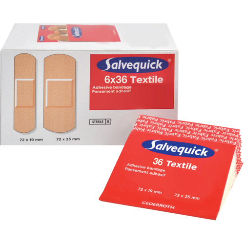 Syst&egrave;mes de distribution de bandages Salvequick - recharges st&eacute;riles, Rectangulaire/carr&eacute;e, Tissu, St&eacute;rile D. Morneault & Fils