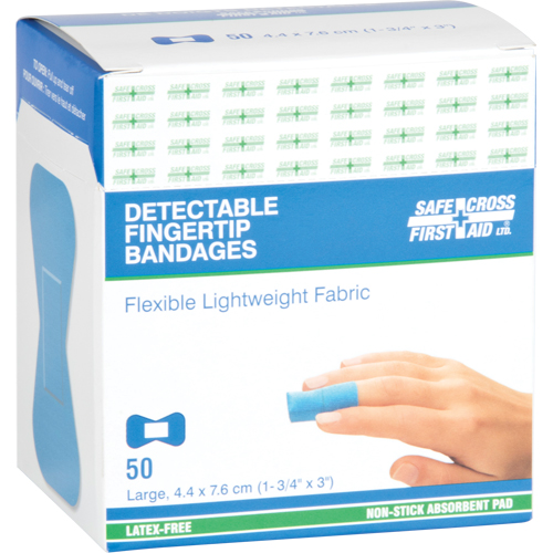 Bandages, Fingertip, 3", Fabric Metal Detectable, Sterile D. Morneault & Fils