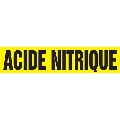 Marqueur de tuyau "Acid Nitrique", Autocollant, 4" h x 24" la, Noir sur jaune D. Morneault & Fils