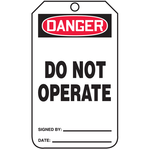 Safety Tags, Cardstock, 3-1/4" W x 5-3/4" H, English D. Morneault & Fils