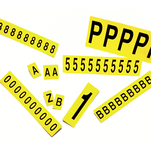 Rep&egrave;res adh&eacute;sifs &agrave; chiffres individuels, 2, 3-7/8" h, Noir sur jaune D. Morneault & Fils