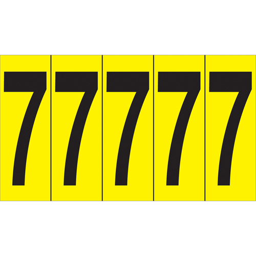 Individual Adhesive Number Markers, 7, 3-7/8" H, Black on Yellow D. Morneault & Fils