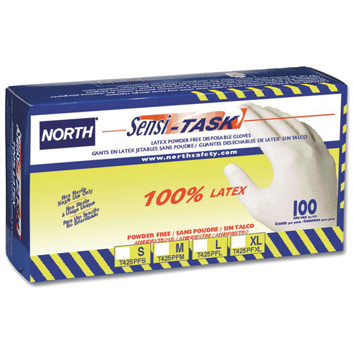 Gants jetables Sensi-Task, Grand, Latex, 5 mils, Sans poudre, Blanc D. Morneault & Fils
