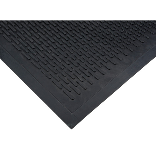 Low-Profile Matting, Rubber, Scraper Type, Solid Pattern, 3' x 5', Black D. Morneault & Fils