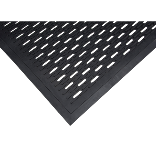 Low-Profile Matting, Rubber, Scraper Type, Slotted Pattern, 3' x 5', Black D. Morneault & Fils