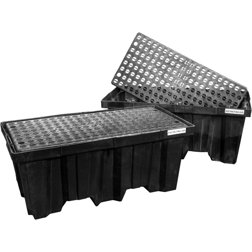 Palettes emboîtables pour contr&ocirc;le des d&eacute;versements, Capacit&eacute; de d&eacute;versement 66 gal. US, 51" x 26" x 21" D. Morneault & Fils