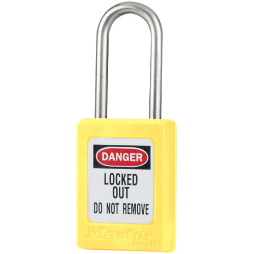 S33 Zenex Safety Padlocks, Yellow, Keyed Alike, Thermoplastic, 1-3/8" Width D. Morneault & Fils