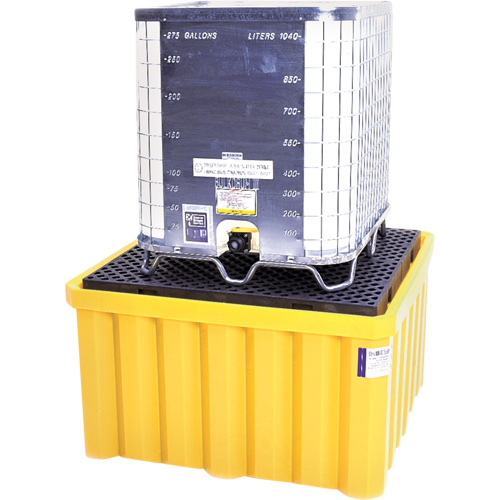 Palette antid&eacute;versement avec drain Ultra-IBC Spill Pallet , Capacit&eacute; de d&eacute;versement 400 gal. US, 58,75" x 58,75" x 33" D. Morneault & Fils