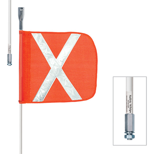 Safety Whip&reg; Heavy-Duty Whips, Threaded Mount, 3' High, Orange D. Morneault & Fils