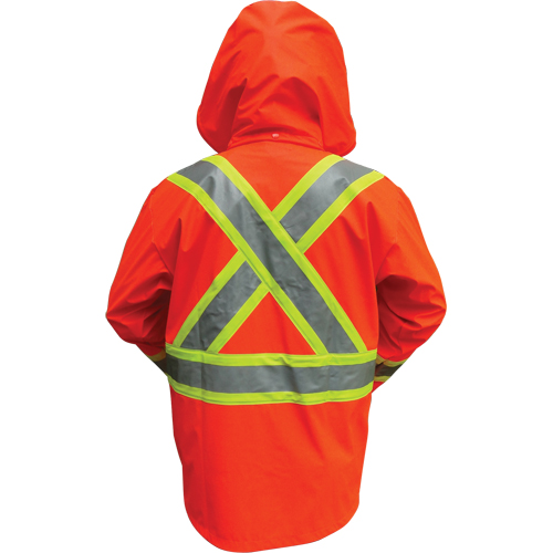 Vestes de s&eacute;curit&eacute; imperm&eacute;ables ignifuges haute visibilit&eacute; en polyur&eacute;thane, Petit, Orange haute visibilit&eacute; D. Morneault & Fils