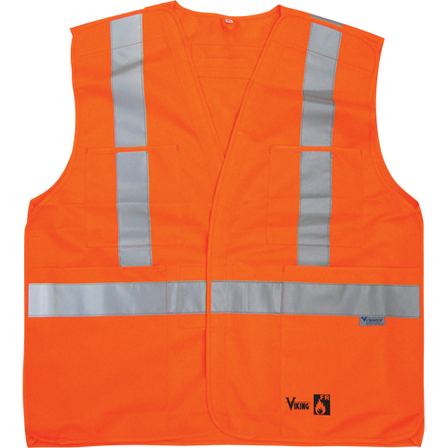 Fire Retardant Safety Vest, High Visibility Orange, Medium/Small, Polyester D. Morneault & Fils
