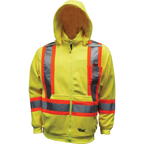 Safety Fleece Hoodie, Polyester, Small, High Visibility Lime-Yellow D. Morneault & Fils
