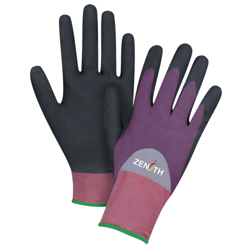 Gants enduits de premi&egrave;re qualit&eacute; ZX-2, 11/2T-Grand, R&ecirc;vetement Nitrile/Mousse de nitrile, Calibre 18, Enveloppe en Nylon D. Morneault & Fils