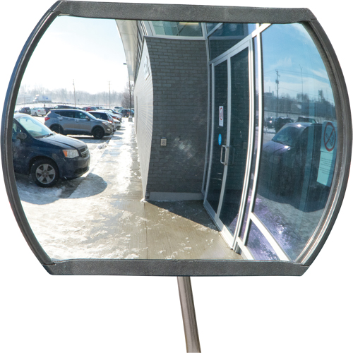 Roundtangular Convex Mirror with Telescopic Arm, 12" H x 18" W, Indoor/Outdoor D. Morneault & Fils