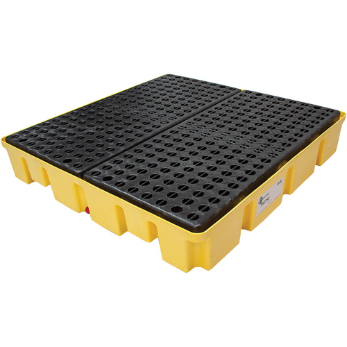Poly-Slim-Line Spill Pallet with Drain, 66 US gal. Spill Capacity, 49" x 49" x 8.75" D. Morneault & Fils
